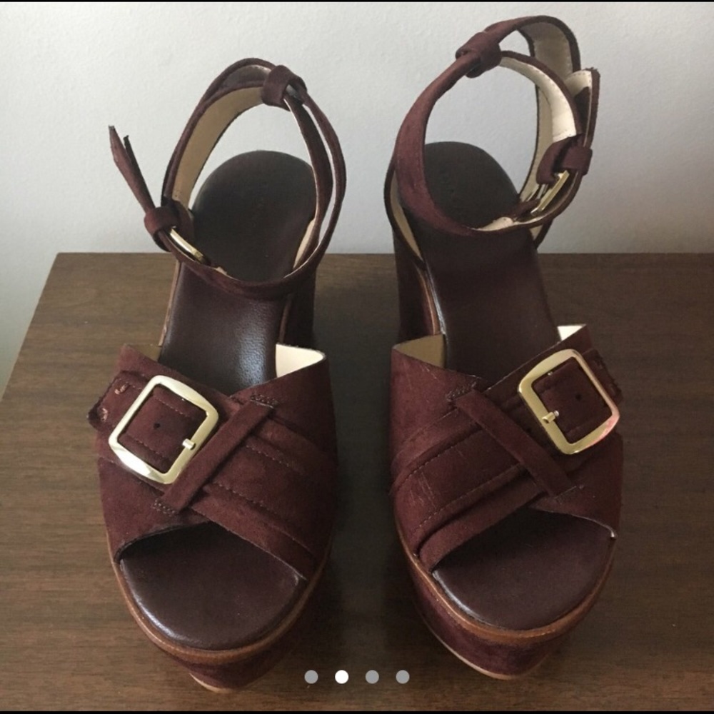 Zara Brown Suede Platform Wedges